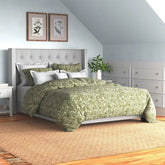 Modern GreyFaux Leatherette Standard Queen Size Bed - Wooden Twist UAE